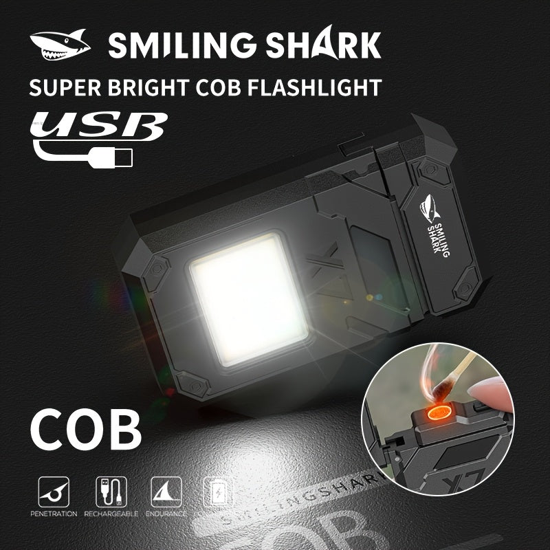 1 pieza de SMILING SHARK Mini COB Light, linterna LED portátil recargable con llavero, luz de trabajo, super brillante, 3 modos para camping, senderismo, emergencia, TIP060.