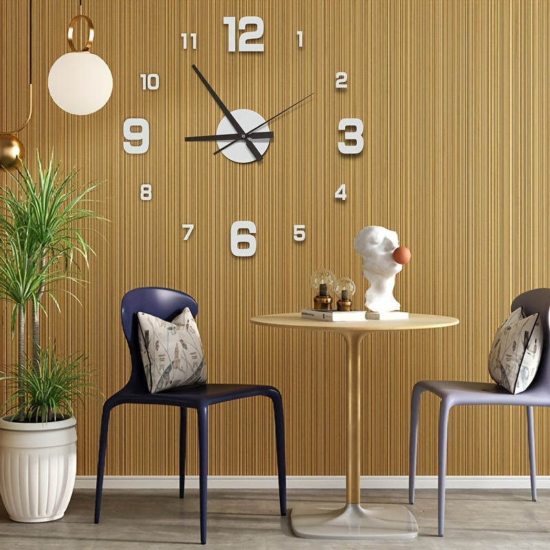 Reloj de Pared Luminoso 3D Grande de 15.7" - Silencioso, Funciona con Pilas, Fácil de Pegar para Decoración de Salón y Dormitorio, Diseño Moderno con Acabado Aceitado