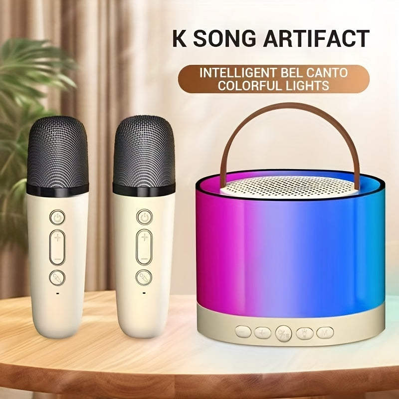 Equipo de karaoke con dos micrófonos inalámbricos y altavoces móviles LED, ideal para regalos de Navidad y Halloween, canto familiar, reuniones en casa, iluminación ambiental multicolor, obsequios festivos