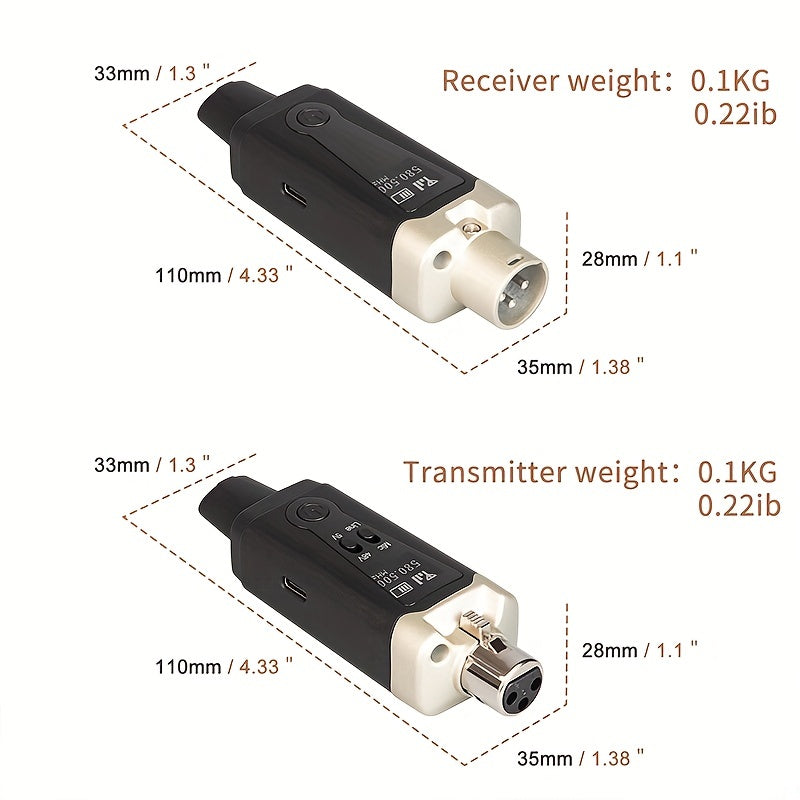 Sistema de micrófono inalámbrico LMBGM 48V, XLR a Lightning/Mixer/Amp de guitarra enchufado, carga USB-C, 1.0W, 2.5W potencia máxima, micrófono dinámico y capacitivo para producción de música, mejora de calidad de sonido, regalo ideal de Navidad, transmi