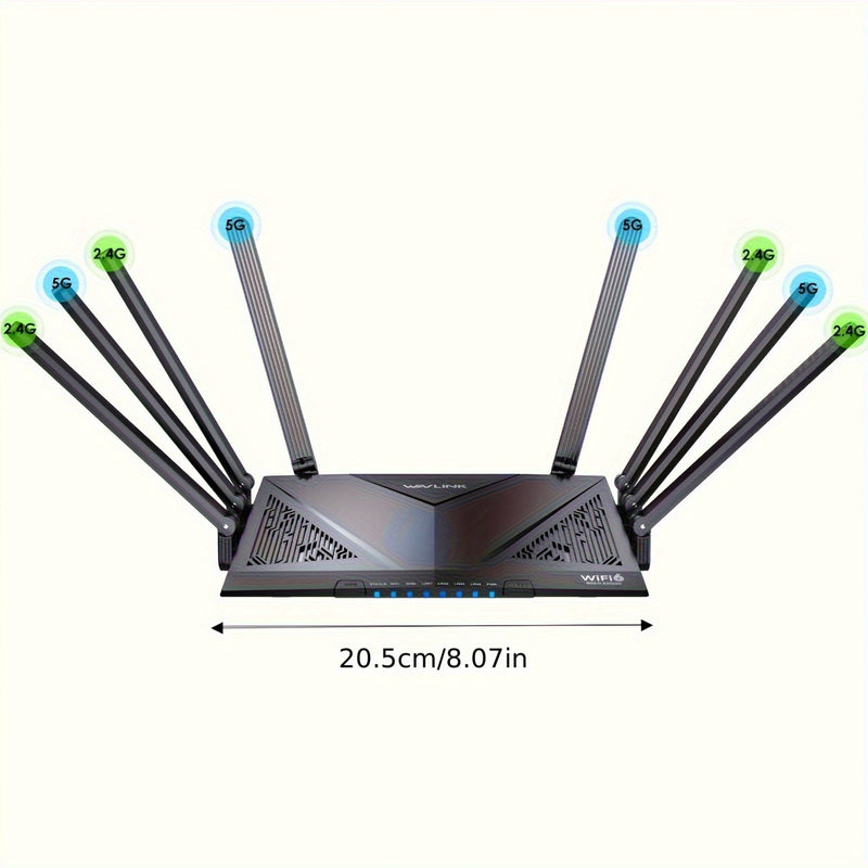 Ruta de red AX6000 de WAVLINK, doble banda Wi-Fi 6 - 2,5 Gbps WAN, 4 x 1000 Mbps LAN, modo de red de malla/ruta/point de acceso/repetidor, soporte para OpenVPN y WireGuard, control parental, QoS, 4 puertos de red de gigabit, doble banda 2,4 GHz y 5 GHz,