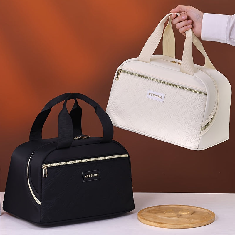 1pc Bolsa de almuerzo aislada para llevar comida al trabajo, estilo nuevo y elegante, bolsa térmica portátil para picnic o escuela, no apta para contacto con alimentos