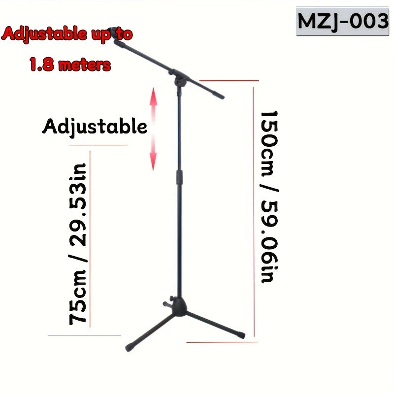 Soporte de Micrófono Profesional de Trípode Resistente con Altura Ajustable, Base Robusta - Para Estudio en Casa, Escenario En Vivo, Podcasts, Grabación, Karaoke, Oficina - Compatible con Micrófonos Dinámicos/Condensadores (), Soporte Versátil para Micro