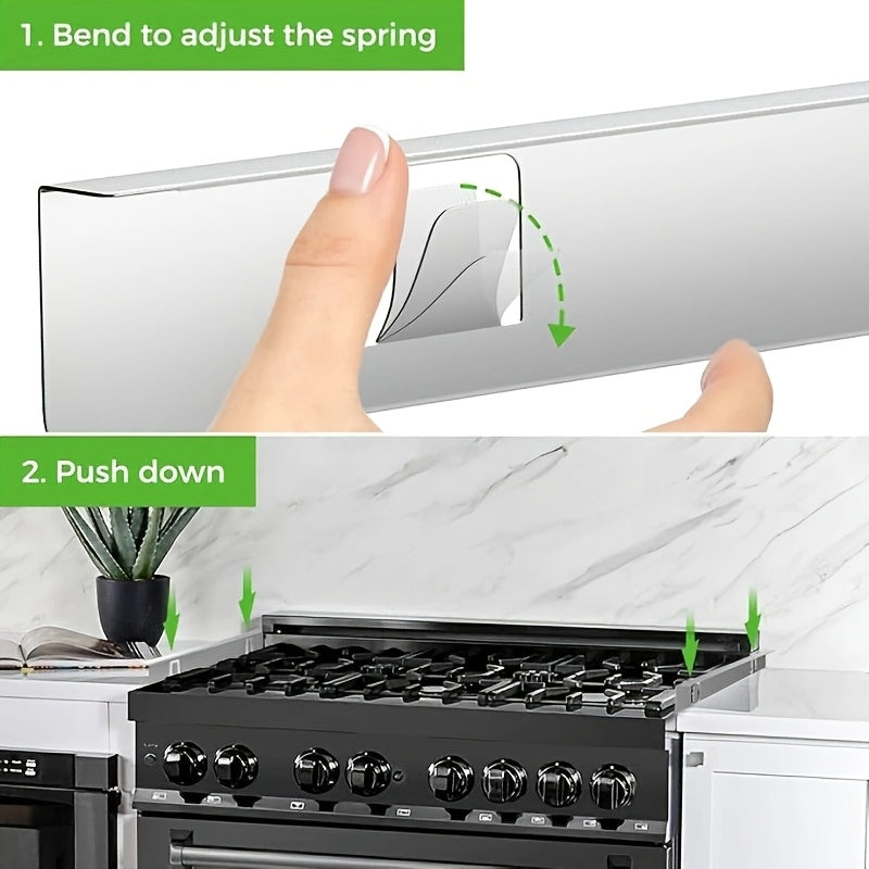2 piezas de aleación de aluminio para cubrir la brecha de la estufa de la encimera - Protectores laterales de estufa - Relleno de brecha para estufa y encimera - Prevenir derrames, mantener la cocina ordenada (Plata - 59,44 cm)