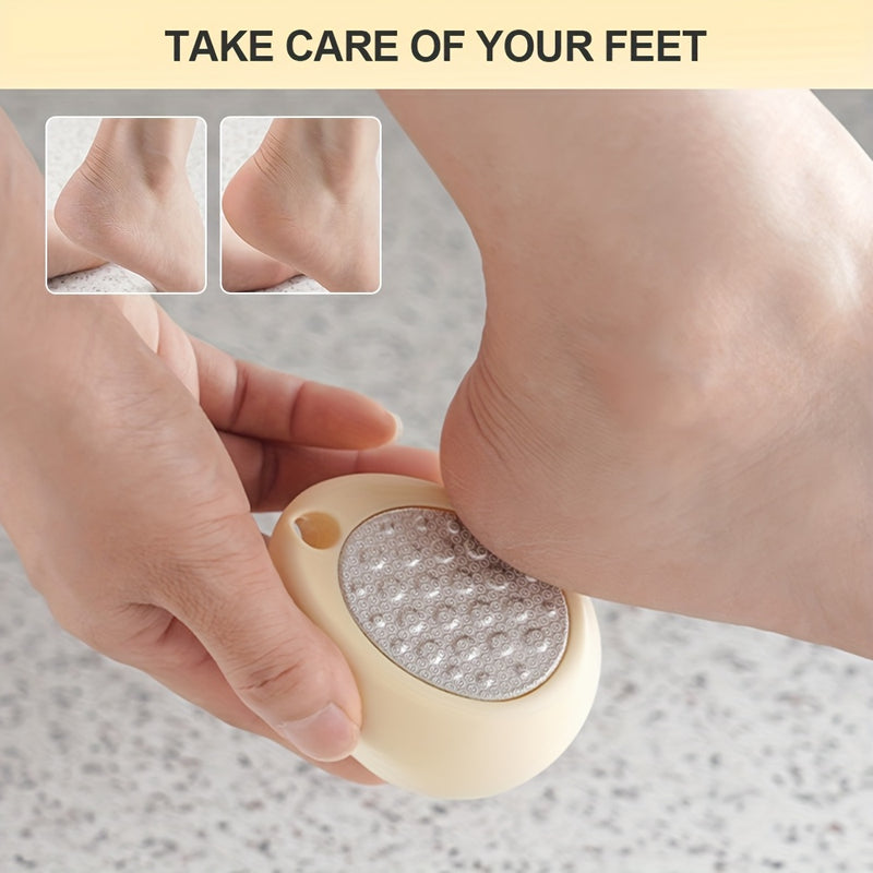 1 Pieza Lima de Pies Ovalada Doble Cara de Acero Inoxidable - Eliminador Manual y Portátil de Cutículas Beige, Herramienta Reutilizable para Cuidado de Pies sin Alcohol ni Batería, para Hombres y Mujeres