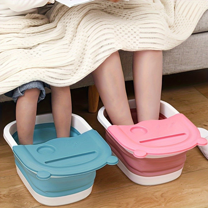 1 pieza de bañera de pies plegable con masajeador incorporado - Gran piscina de relajación para remojar, no necesita electricidad, diseño portátil para uso en el baño del hogar y spa, accesorio de autocuidado, tapa interior naranja, tapa acolchada suave