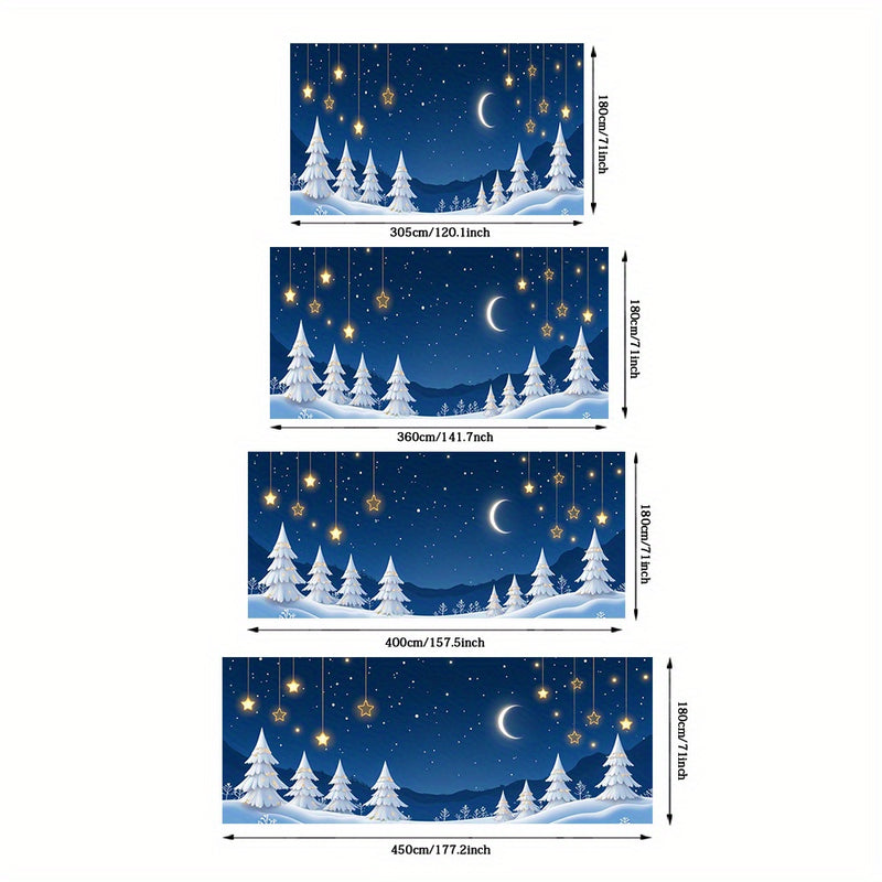 Lámpara de puerta 2D, 1 pieza, árbol de Navidad festivo y bola de luna, puerta - Poliéster duradero, no necesita electricidad, perfecto para decoración navideña, regreso a la escuela, fiestas hawaianas y de Halloween, uso interior/exterior, decoraciones