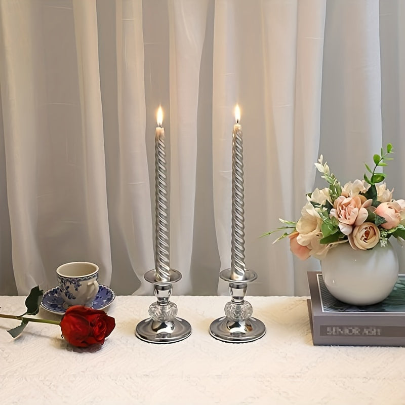 2pcs Candelabros Europeos Románticos para Cena a la Luz de las Velas, Decoraciones de Lujo Occidental para Bodas y Mesas Sencillas