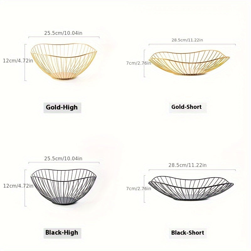 1pc Cesta de Frutas de Alambre Metálico Dorado – Resistente al Óxido, Diseño de Malla Creativa Antigoteo para Decoración de Cocina y Sala de Estar, Ideal para Almacenar Frutas