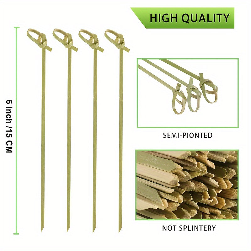 100 palillos de bambú para cócteles, 15.24 cm, palillos para aperitivos, mini palitos para comida - Palillos elegantes para bebidas, frutas, charcutería - Ideales como accesorios para decorar cócteles, suministros para fiestas, adornos para cócteles | Po