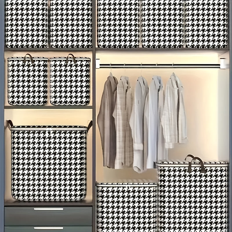 Juego de 3 piezas de caja de almacenamiento extra grande de 1800 litros, tejido a cuadros, reforzado, capacidad de almacenamiento grande para ropa, cubierta de almacenamiento, caja de almacenamiento a prueba de polvo y almacenamiento de bolsas, cesta de
