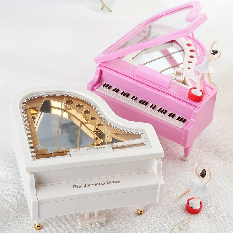 Caja de música con forma de piano, regalo creativo para amigos o pareja, cumpleaños, caja de música giratoria para niña