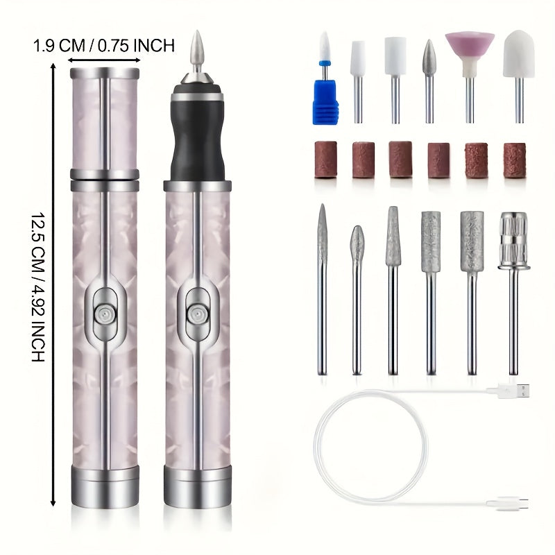 Drill de uñas acrílicas profesional, kit de lima de uñas eléctricas USB para uñas de gel y uso en salón de casa, máquina de lima y forma de uñas