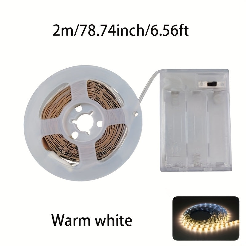 Tira de luces LED 2835 30D, blanca cálida/fría, autoadhesiva, cortable, funciona con pilas (pilas no incluidas), ideal para iluminación trasera de TV, tocador, gabinetes, decoración del hogar y ambiente festivo, luz para sala de estar