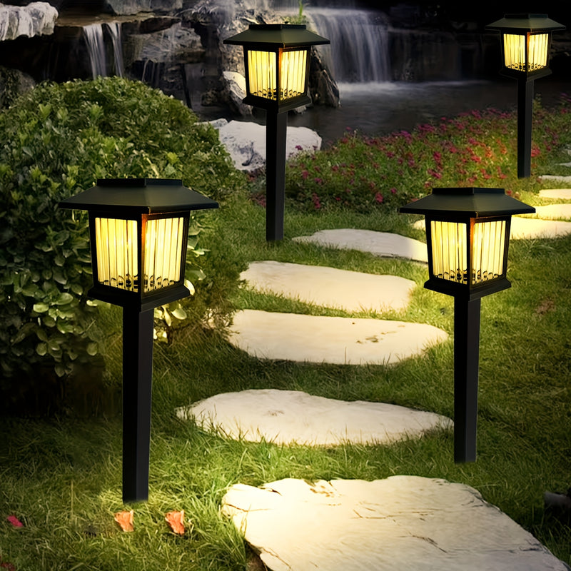 4-Pack Luces Solares de Tierra, Material ABS, Luz Cálida/Blanca, Control de Sensor de Luz, Acabado Pulido, para Jardín, Patio, Entrada, Iluminación Decorativa de Césped