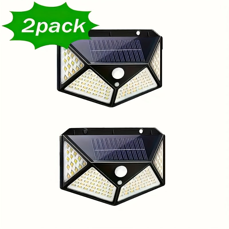 2/4/6 Luces de pared solares de 100 LED, luces de seguridad, luces de emergencia con sensores de movimiento, con 3 modos, un rango de iluminación de 270º y sin instalación de cables, adecuadas para patios al aire libre, jardines, cercas, cubiertas, garaj