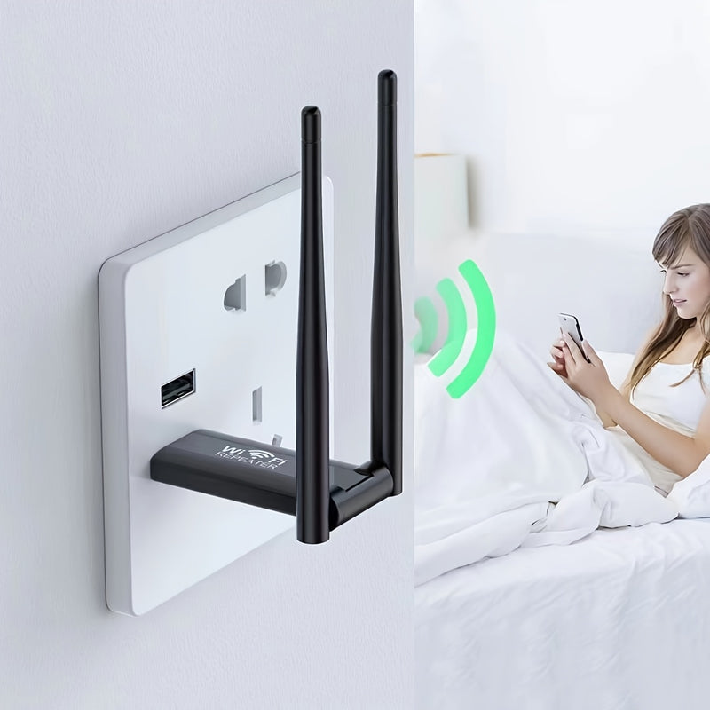 Extensor de WiFi USB Ourlife de Doble Banda 300Mbps 2.4GHz con Antenas Dobles para Cobertura Total del Hogar, Amplificador de Señal de Larga Distancia