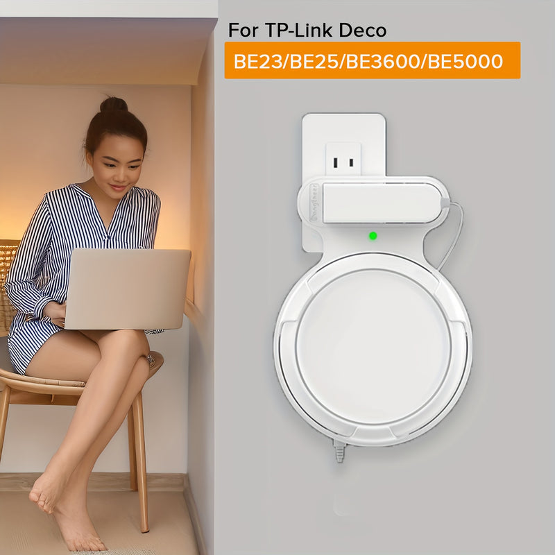 Soporte de montaje en pared, adecuado para el sistema de red inalámbrica de malla TP-Link Deco BE23/BE25/BE3600/BE5000 y la gestión de cables de alimentación. Soporte de montaje en pared para router WiFi 7 de TP-Link (blanco, 1 unidad)