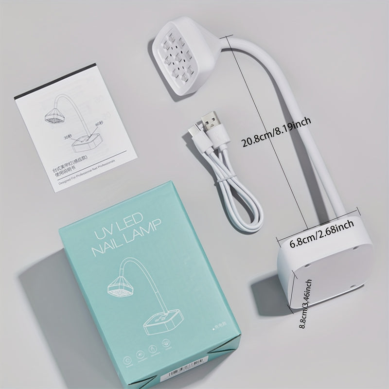 Linterna de Gel Recargable Inalámbrica - Temporizadores Dobles 30s/60s, Ángulo Ajustable 360° y Luces LED Azules para Uñas Rápidas, Portátil con Pantalla Digital USB, Linterna para Manicura en Casa o Salón, Cuerpo de Plástico Duradero