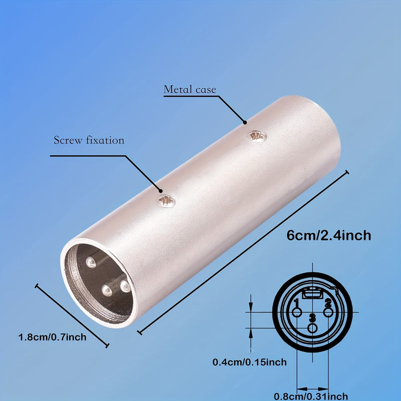 Adaptador Macho a Macho XLR de 1/2 piezas, Adaptadores de Conector Macho a Macho XLR de 3 Pines y Hembra a Hembra, Plateados