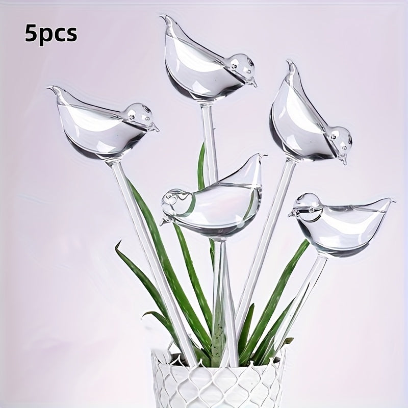 5 piezas de esferas de agua automática con forma de ave - Dispositivos de riego automático para plantas, herramientas de riego por goteo de plástico duradero para jardines interiores y exteriores, ideales para plantas en macetas, flores y bonsái, sistema