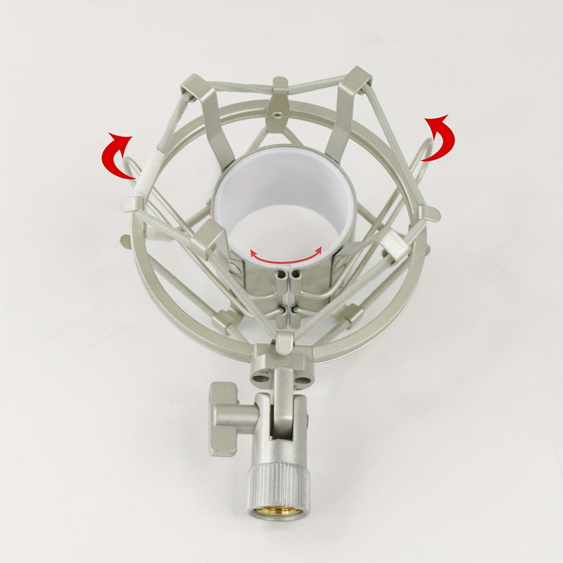 Soporte de choque para micrófono - Absorbedor de choque ajustable, adecuado para micrófonos condensadores de gran diámetro de 40mm-45mm - Ideal para transmisiones, estudios de grabación, servicios de voz y sesiones, con perilla de bloqueo para ajuste de