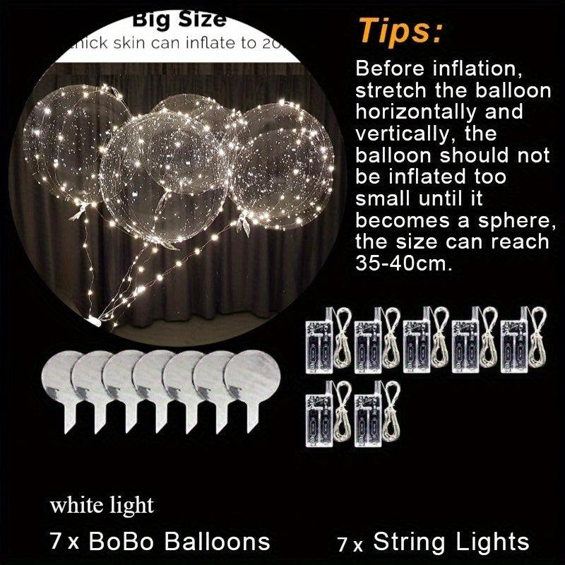 7 globos de burbujas LED que brillan, decoraciones multifuncionales para celebraciones, adecuadas para cumpleaños, aniversarios, Día de San Valentín, Navidad y eventos de verano.