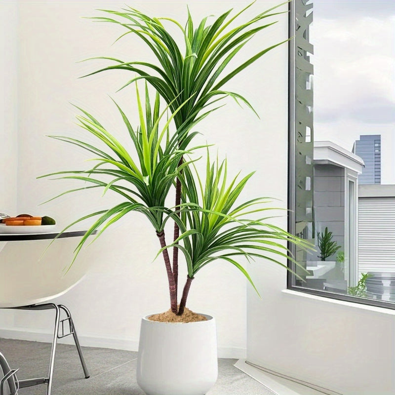 1pc 3-Cabezas Dracaena Planta Artificial - Plástico Resistente a los Rayos UV para Decoración de Interior/Exterior, Bodas, Jardín, Patio, Sesiones de Fotos - Sin Mantenimiento Regalo de Vacaciones para Acción de Gracias, Navidad, Día de la Madre, Día del