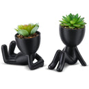 Juego elegante de 2 suculentas artificiales negras, plantas decorativas versátiles para el hogar y la oficina, perfectas para escritorios y baños | Ideal para Halloween, Navidad y Pascua
