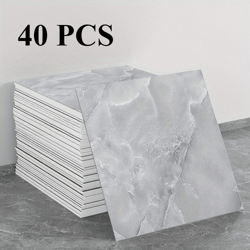20/40 piezas de pegatinas de pared de efecto mármol de lujo - Azulejos de pared de ducha de PVC impermeable para baño, cocina, sala de estar - Fáciles de aplicar, sin residuo, ensamblaje DIY, estilo clásico, decoración de pared de baño | Decoración de pa