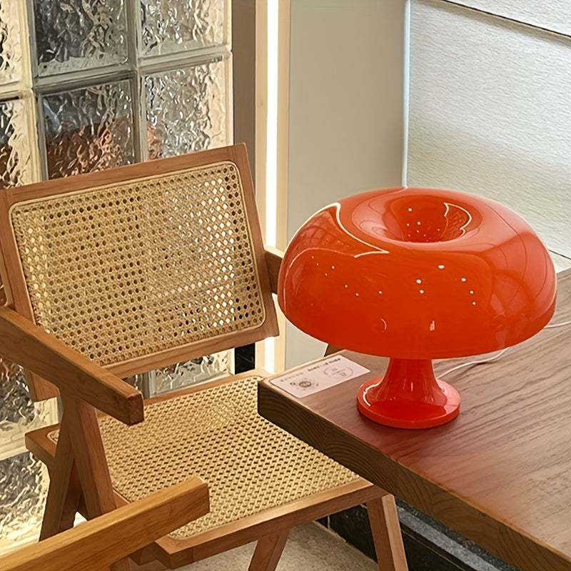 Lámpara de mesa LED moderna con diseño de hongo, 1 unidad - Alimentación por USB, luz naranja brillante, diseño elegante en plástico para decoración de dormitorio, sala de estar y hotel, lámpara de hongo