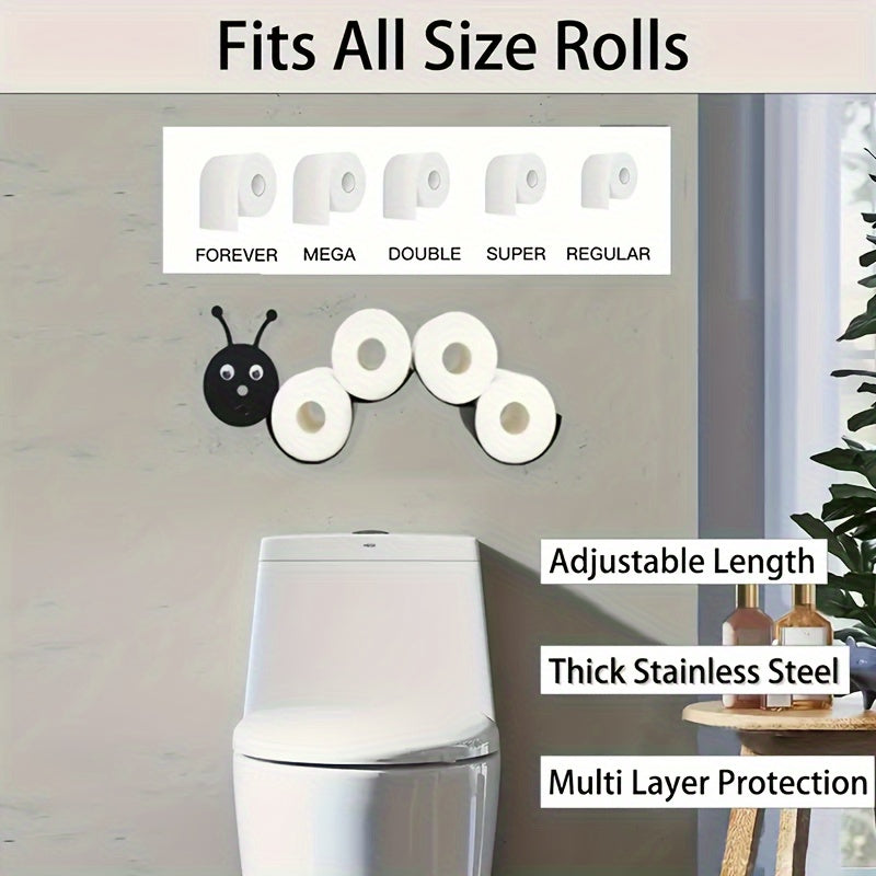 1pc Soporte de papel higiénico con forma de oruga, papel higiénico independiente con animales cómicos, almacenamiento de decoración de arte de baño Rollos de papel higiénico, suministros sanitarios
