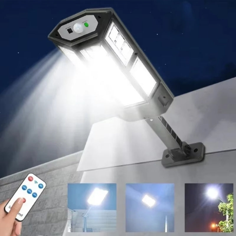 Luz Solar Súper Brillante de 43LED con Sensor de Movimiento y Control Remoto, Lámpara de Calle para Jardín Exterior, 3 Modos de Iluminación, Instalación Fácil
