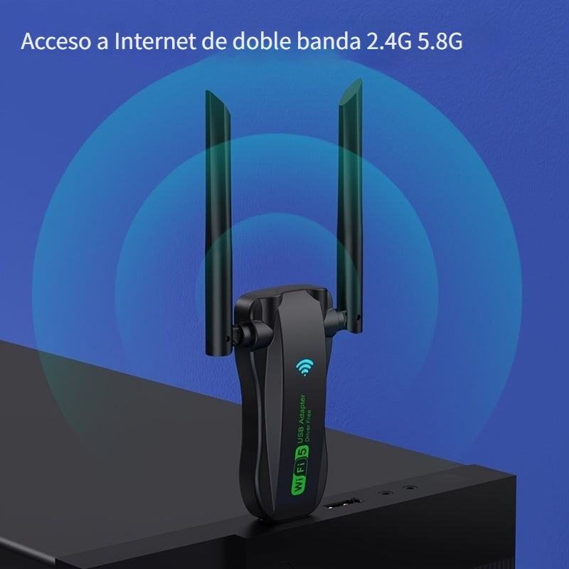 Adaptador WiFi USB Dual-Band 5.8G/2.4G VSZAPOWER - Plug & Play, sin necesidad de controlador, conectividad inalámbrica de alta velocidad, señal estable, diseño compacto para uso en hogar y oficina, adaptador WiFi para PC, conectividad versátil, cuerpo de