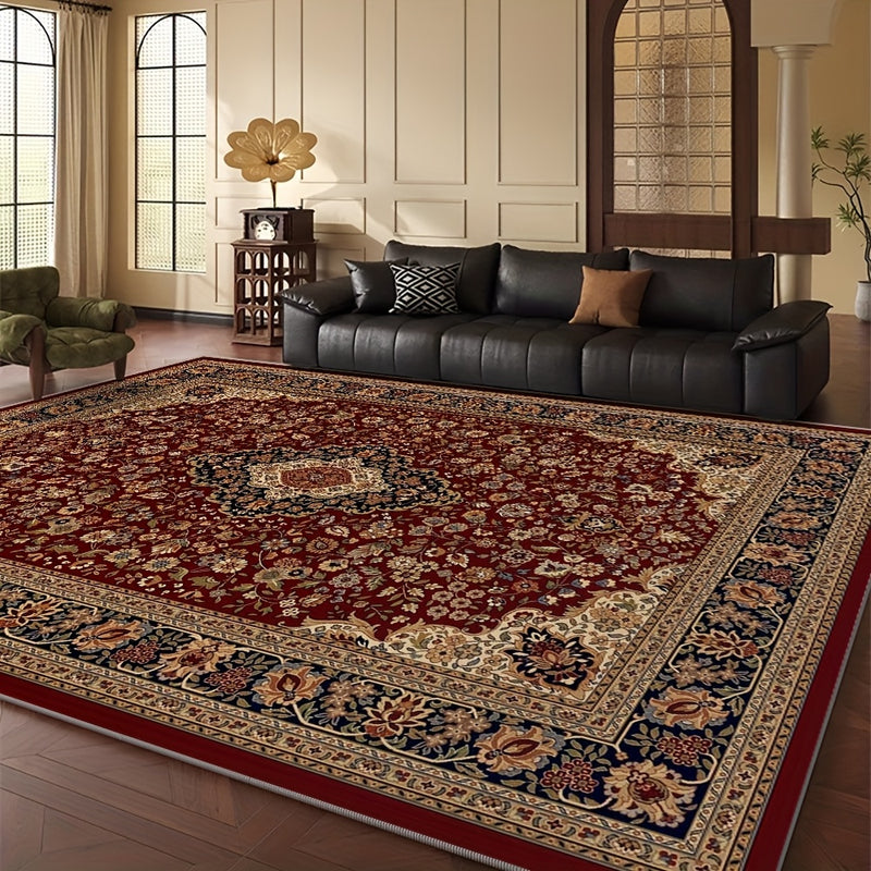 Alfombra de área de terciopelo de cristal bohemio de lujo, 100% poliéster, lavable a máquina, antideslizante, gruesa y esponjosa, estampado floral geométrico moderno para sala de estar, dormitorio, entrada - Uso en interiores
