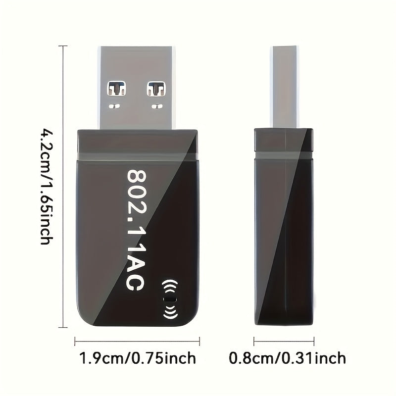 Adaptador sin varillas para PC de Escritorio Adaptador de Red USB sin varillas 1300Mbps con Antena Doble Banda de Alta Ganancia Integrada 5G/2.4G para Windows 7/8/8.1/10/11, ¡da capacidad WiFi y función de punto de acceso móvil instantáneamente a tu PC!