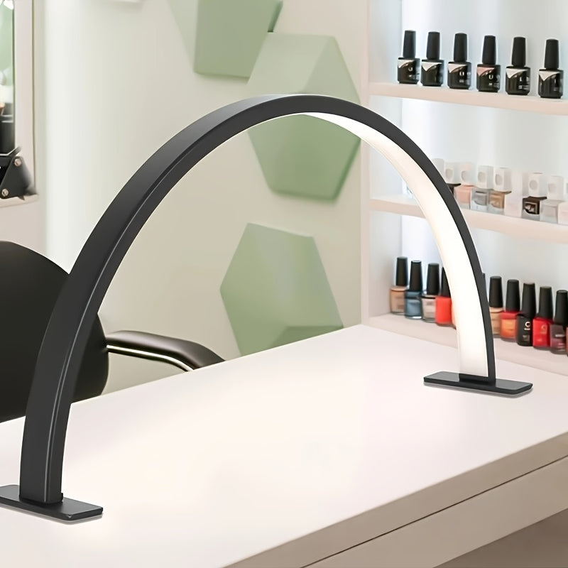1 pieza de lámpara arco con botón de control de brillo y temperatura de color ajustable, baja alergia, alimentada por USB, forma de media luna, perfecta para arte de uñas, extensiones de pestañas, tatuajes y cuidado de luz beige en salones de uñas, injer
