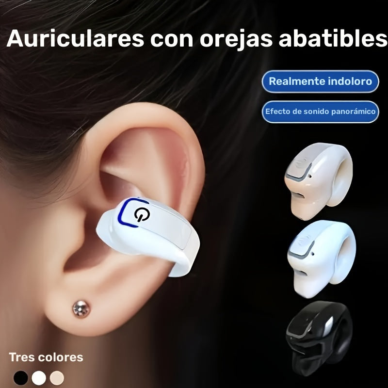 Auriculares inalámbricos con clip de larga duración, control universal de teléfono y cancelación de ruido de voz - Ideales para ejercicio y compatibles con todos los teléfonos inteligentes, diseño de clip seguro, llamadas, videos y reproducción de música