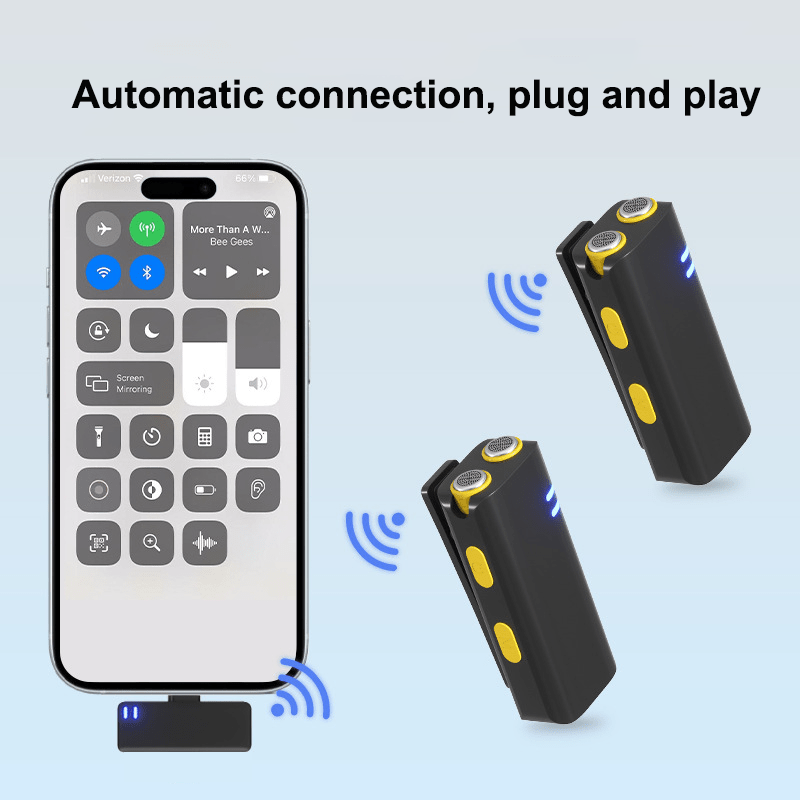 Microfono sin varillas Lavalier Plug and Play con Reducción Automática de Ruido y Estuche de Carga Integrado, Ideal para Grabaciones de Video, Podcasts y Entrevistas