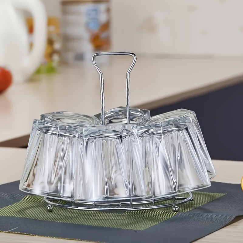 Soporte Elegante para Tazas de Acero Inoxidable Alto - Organizador de Vasos, Organizador con Drenaje, Escurridor de Cristales y Tazones para Encimera de Cocina en Casa o Bar