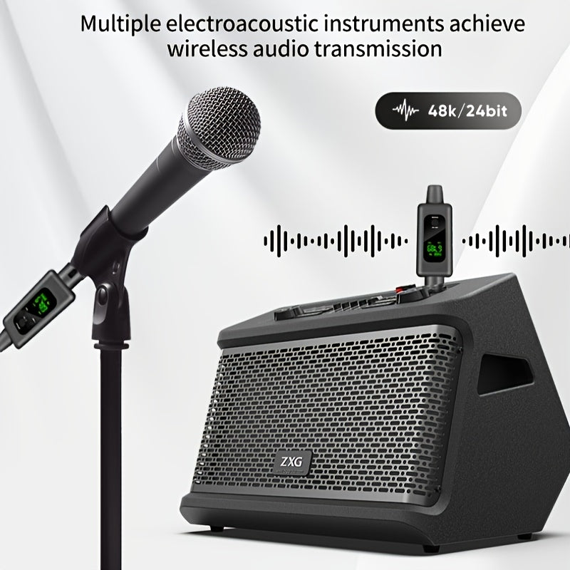 Sistema de micrófono inalámbrico con transmisor y receptor XLR, con alimentación de ilusión de 48V, para micrófono activo/conductor, sistema de altavoces, mezclador de audio, conector USB/tejido, batería de litio, voltaje de funcionamiento <36V, sin carg