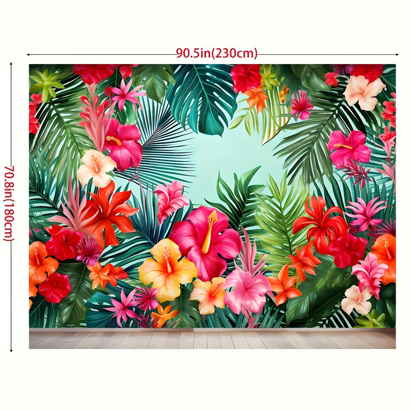 2D banderas, fondo de escenario de flor de palma tropical hawaiana - Bandera versátil de poliéster para bodas y fiestas en la playa, perfecta para celebraciones de verano y primavera.