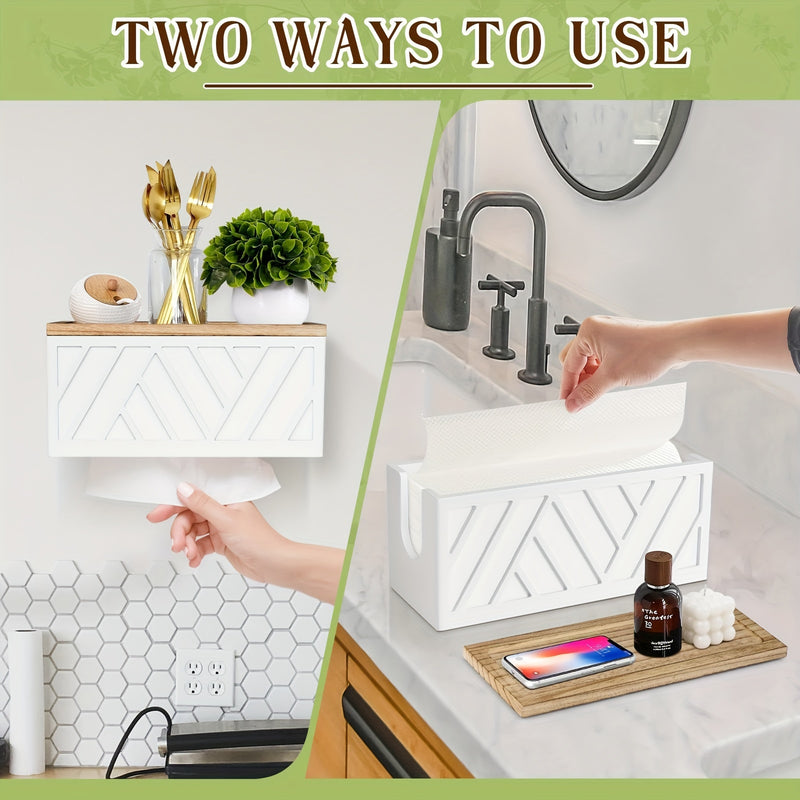 Dispensador de Toallas de Papel de Madera Maciza Montado en la Pared con Tapa - Diseño C/Z/Trifold para Decoración de Cocina y Baño