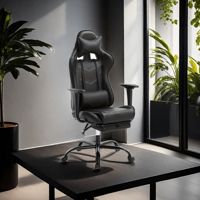 Producto Más Vendido, Silla de Juego Ergonómica con Reposapiés, Silla Giratoria Ajustable para Oficina Artificial, Silla Reclinable de Respaldo Alto con Soporte Lumbar y Apoyacabezas, Estilo Carrera para Videojuegos