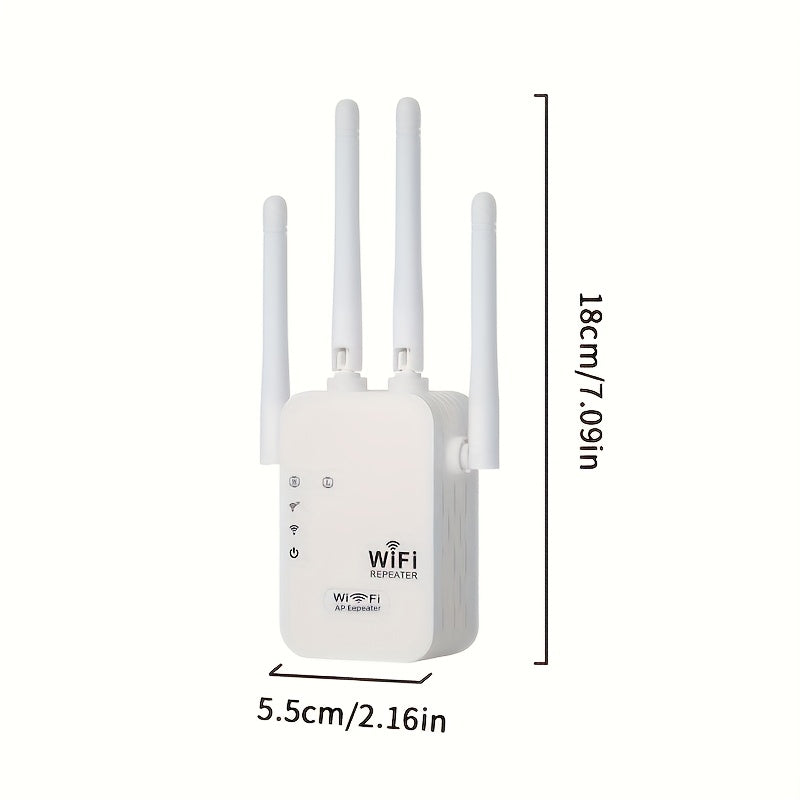 Estabilizador de señal de alta velocidad, amplificador de Wifi - Hasta 1200Mbps, dos puertos de red, cobertura amplia, fuerte capacidad de penetración de paredes, 4 antenas para mejorar la recepción de señal, ideal para apartamentos grandes y edificios d
