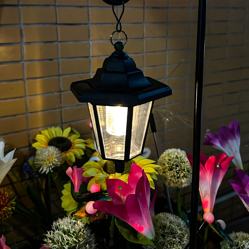 2 piezas Luces Solares Colgantes, Lanterna Solares Hexagonal para Exterior, Luces Solares de Paisaje para Jardín, Patio, Camino, Driveway para Decoración Exterior