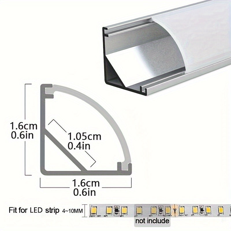 Canaleta de aluminio en forma de V para tiras LED, 10 piezas, difusor de luz, duradero, eficiente energéticamente, incluye cubierta protectora de PC y clips de montaje, para decoración del hogar e instalación de luces lineales