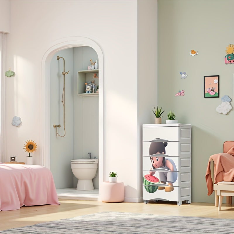 1 estante de almacenamiento con múltiples cajones y ruedas - Organizador de plástico duradero para ropa, snacks, juguetes - Diseño ahorrador de espacio para debajo de la cama y montaje en pared, fácil montaje, organizadores de armarios y almacenamiento