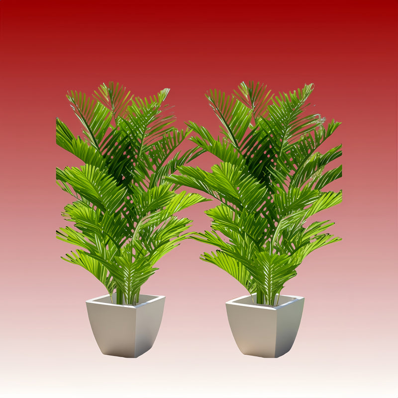 2 Piezas de Palmeras Artificiales Grandes Duraderas 89.99 cm - Plantas Falsas Tropicales con 48 Hojas Grandes, Adecuadas para el Hogar - Sin Mantenimiento Requerido - Perfectas para Todo Tipo de Ambientes, Interior y Exterior - Ideales para Escenas de Am