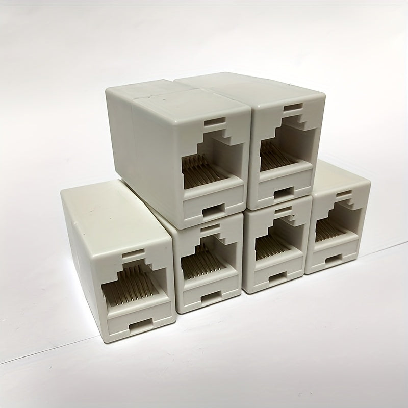 6/10piezas Acoplador de cobre chapado en amarillo premium RJ-45 Ethernet, rectangular categoría, sin necesidad de energía, contacto de cobre adaptador de cable Cat5/Cat6 unión sin batería
